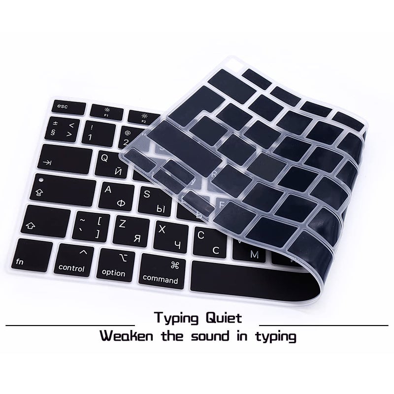 HRH Ultra Thin Russian Language Silicone Keyboard Cover Skin for MacBook Air 13 Inch 2020 with Touch ID (MODLE A2179 and A2337 M1 Chip,UK/EU Layout) Keyboard Accessories Protector - Image 2